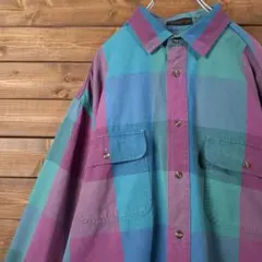 80-90s Eddie Bauer エディーバウアー コットン BDシャツ L
