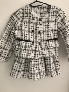 子供用チェック柄ジャケット＆スカートセット130cm