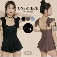 TeddyShop ショルダーフリルワンピース 水着 ワンピース水着