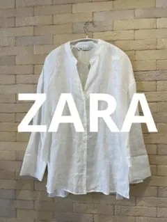 ZARA リネン ホワイトシャツ S