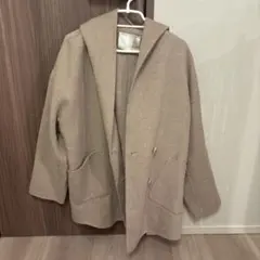 NICE CLAUP フード付きロングコート ベージュ