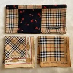 まとめ売り バーバリーBurberrysヴィンテージ ハンカチ ノバチェック３枚