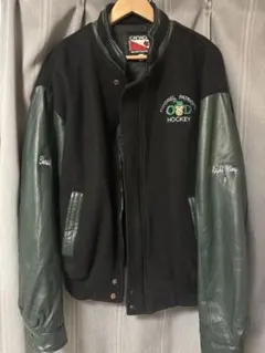 古着　レザー　スタジャン　美品　ダークグリーン