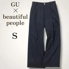 GU × beautiful people ストライプ ワイドパンツ S