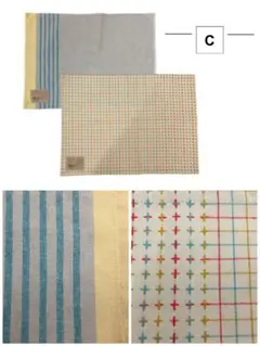 【新品未使用】ランチョンマット 2枚セット チェック柄 ストライプ 綿100