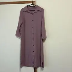 GRL シャツワンピース ロング丈 くすみピンク M