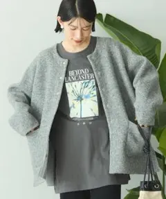 AMERICAN HOLIC Wフェイスラグランニットコーディガン 杢グレー