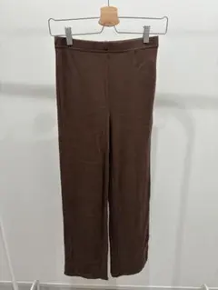 ブラウン ニットパンツ バックポケット付き