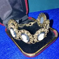 ヴィンテージ デザイン　アクセサリー　ブレスレット　カメオ　ゴールド　ブラックのサムネイル