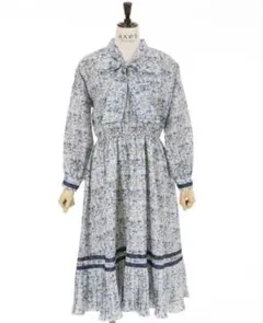 極美品✨axes femme ボウタイリボン 花柄 ロングワンピース プリーツF