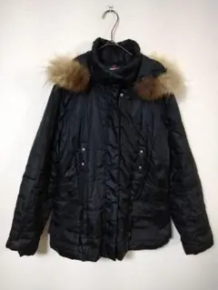 ニューバランス　ダウンジャケット　レディースL　黒　ファー付　ファー取り外し可