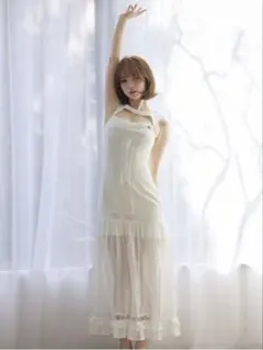 新品タグ付きAmelia lace long dress white