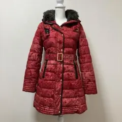 デシグアル　冬　コート　ロングコート　レッド　赤　大人　素敵　冬　柄　花　アート