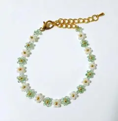 ビーズブレスレット　モスグリーン❲No.102❳