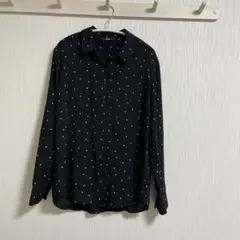 UNIQLO ブラック ドット柄 シャツ S
