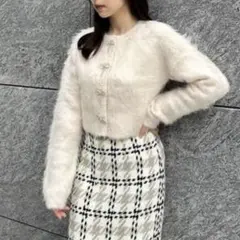 SNIDEL／ビジューリボンカーディガン