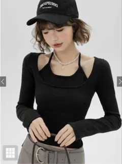 GRL レイヤード風ホルターネックニットトップス 【ac2496】