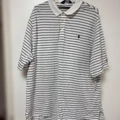 Polo Golf ホワイト/ネイビー ストライプ ポロシャツ