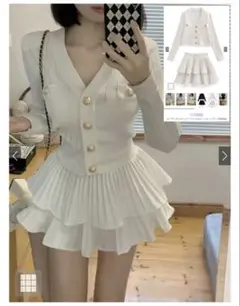 GRL カーディガン×ティアードミニスカートセットアップ