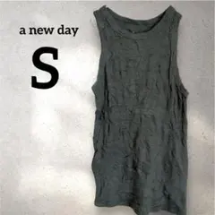 a new day 【S】ダークグリーン タンクトップ ノースリーブ シンプル