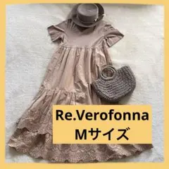 ヴェロフォンナ　Re.Verofonna ベージュ 刺繍半袖カットソーワンピース