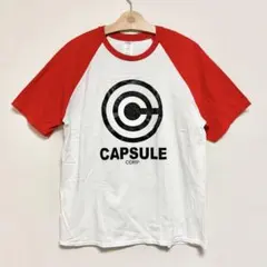 カプセルコーポレーション Tシャツ ドラゴンボール 赤 レッド ラグラン L