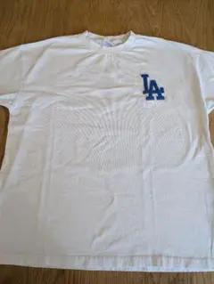 MLB/ ロゴ刺繍 ラバープリント バックプリント スリット 半袖tシャツ Mのサムネイル