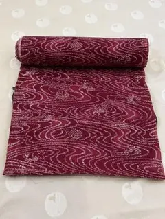 着物反物◆着寸　 波模様 　赤　小紋