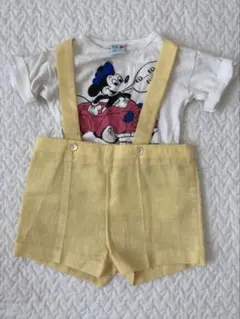 USA古着 kids vintege ミッキーTシャツ　サロペット　セットのサムネイル