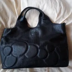 IBIZA 黒 レザー ハンドバッグ 立体デザイン