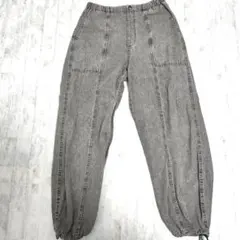 GU デニムコクーンジョガープルオンパンツ ダークグレー Lサイズ 春