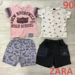 男の子　90 Tシャツ　ハーフパンツ　ザラ　エスケープ　ニードルワーク　セット