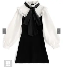 GRL ボウタイリボンシアーフリルニットワンピース[ru569]