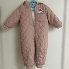 【美品】ウサギ耳付き ロンパース 防寒アウター もこもこ 80cm