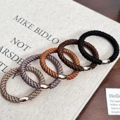 編み込み ヘアゴム 5点セット 大人カラー メタル付き 高見え　 大人可愛い