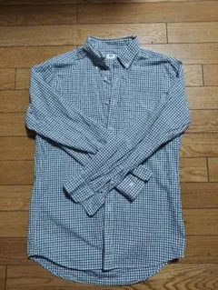 UNIQLO青と白のチェック柄 ボタンダウンシャツ Sサイズ