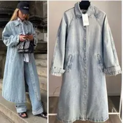 ZARA デニム　ロング　トレンチコート