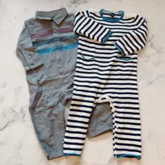 2枚セット　babyGap 長袖ロンパース 12-18ヶ月 グレー　ボーダー