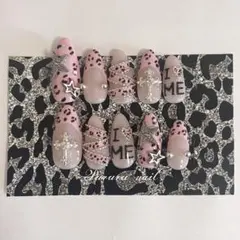 ネイルチップ ギャル y2k ピンク ヒョウ柄 量産型 平成