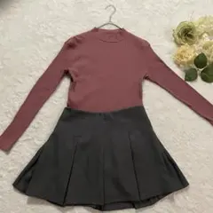 【M】UNIQLO❤️リブ ハイネック GU ❤️ キュロットスカート セット