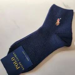 ​【新品】ポロ ラルフローレン 靴下 ワッフル ソックス ネイビー紺 接触冷感
