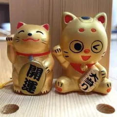 【開運】夢ーたん 招き猫 ゴールド 2体セット 金運 縁起物