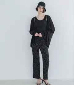 cocaドットプリーツゆるレギンスパンツ　M