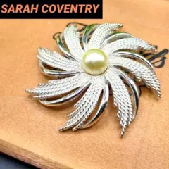 SARAH COVENTRY ヴィンテージ ブローチ シルバー パール フラワーのサムネイル