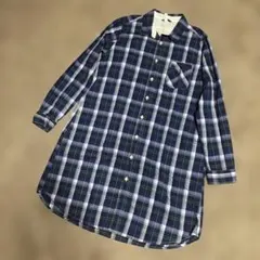 D.M.G. ドミンゴ チェック柄 ロングシャツ ワンピース 日本製 Mのサムネイル
