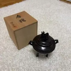 AS59 吉秀作 龍地紋 香炉 獅子香炉 三足 共箱 飾台付 高岡銅器 - メルカリ