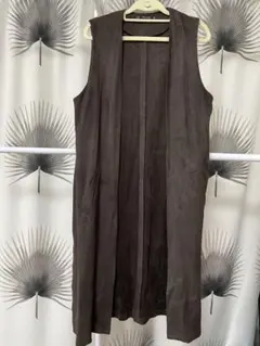 ZARA ザラ　ブラウン スエード風 ロングベスト ジレ　M