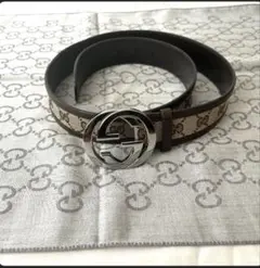 GUCCI GGパターン ブラウンレザーベルト
