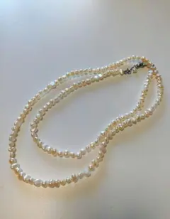 淡水パール × ローズクォーツ　スクエアカット　ネックレス　K10留具 淡水パール × ローズクォーツ スクエアカット ネックレス K10留具