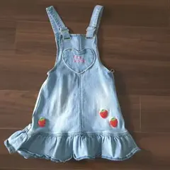 いちご刺繍 デニム ジャンバースカート キッズ